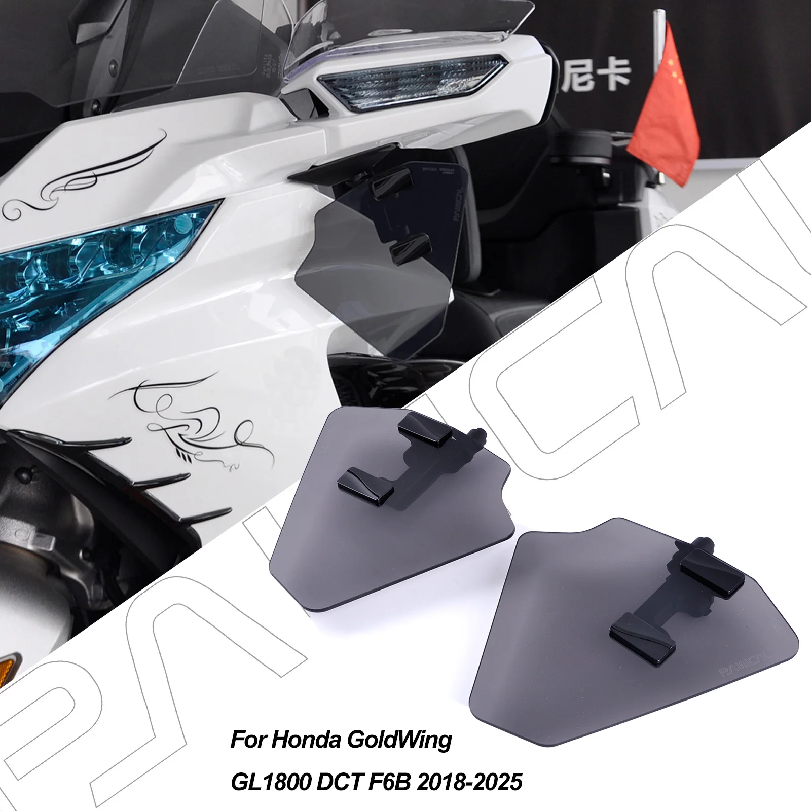 

PANICAL Motorcycle Drainage for Honda GoldWing GL1800 DCT F6B 18-25 Flank Air Drainage Rearview Mirror Air Spoiler Accessories