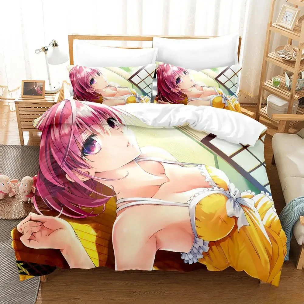 

New To Love Ru Bedding Set Cartoon Anime two & three-piece set Adult Kid Bedroom Duvet cover Sets 3D Print Kawaii Anime Girls