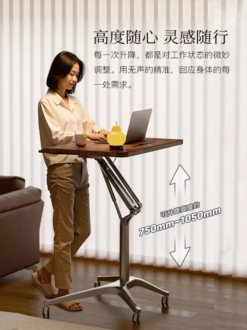 Pneumatic lifting table Movable standing workbench Home side few Small desk Computer lectern table