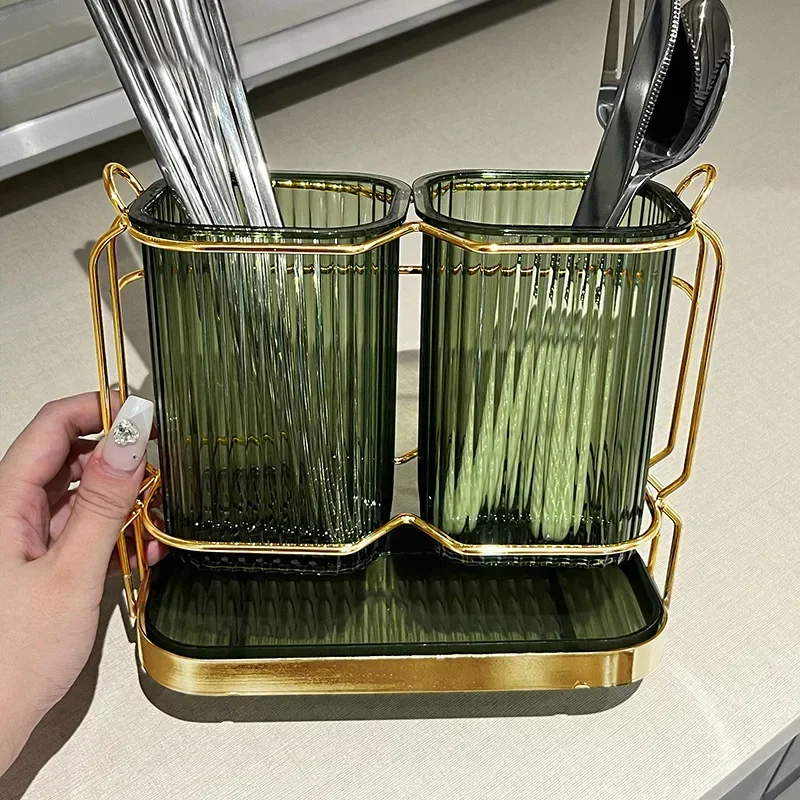 Nordic Kitchen Cutlery Organizer Knife Stand Plastic Drain Storage Holder Spoon Fork Chopstick Kitchenware Cooking Tool Tray