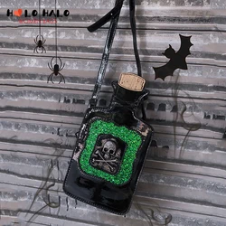 Gothic Kitsch Poison Bottle Shaped Handbag and Purse for Women Dark Lolita Skull Decoration Punk Goth Style Girls Shoulder Bags