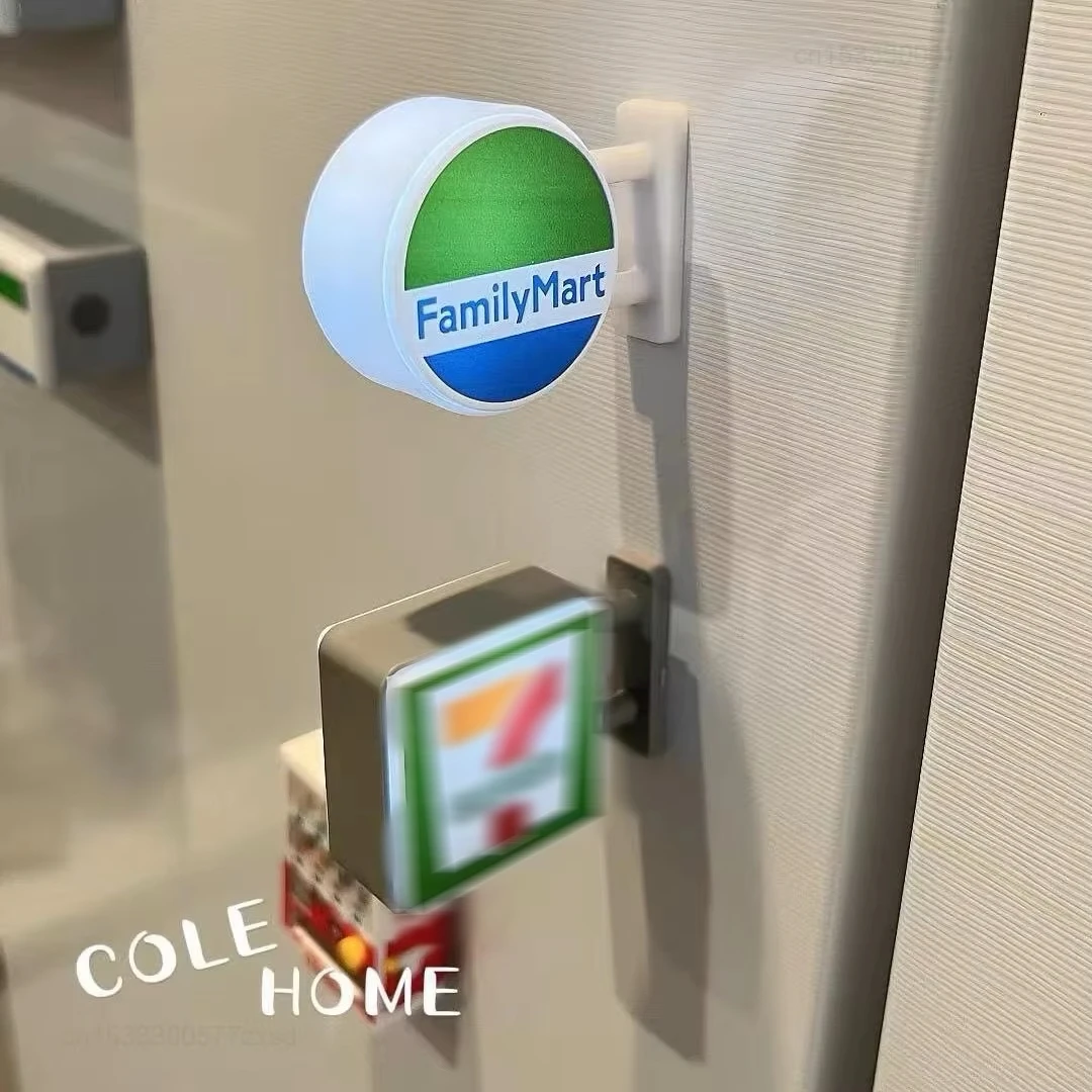Creative Mini Refrigerator Sticker Convenience Store Magnetic Light Signs Display Board with Luminous Light Box Model Ornament