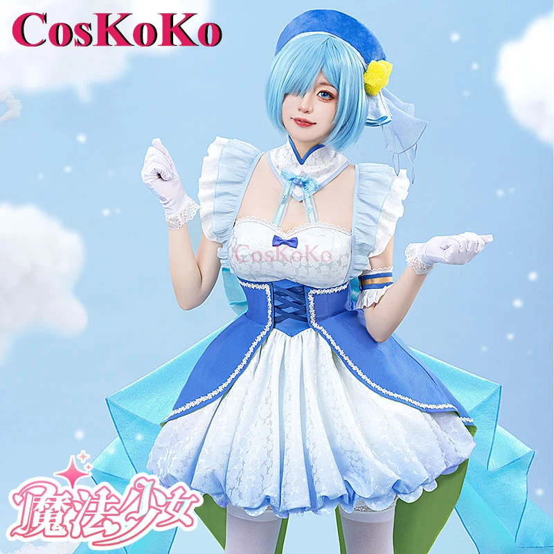 CosKoKo Rem Cosplay Anime Re:Life In A Different World From Zero Costume Magical Girl Sweet Blue Dress Party Role Play Clothing