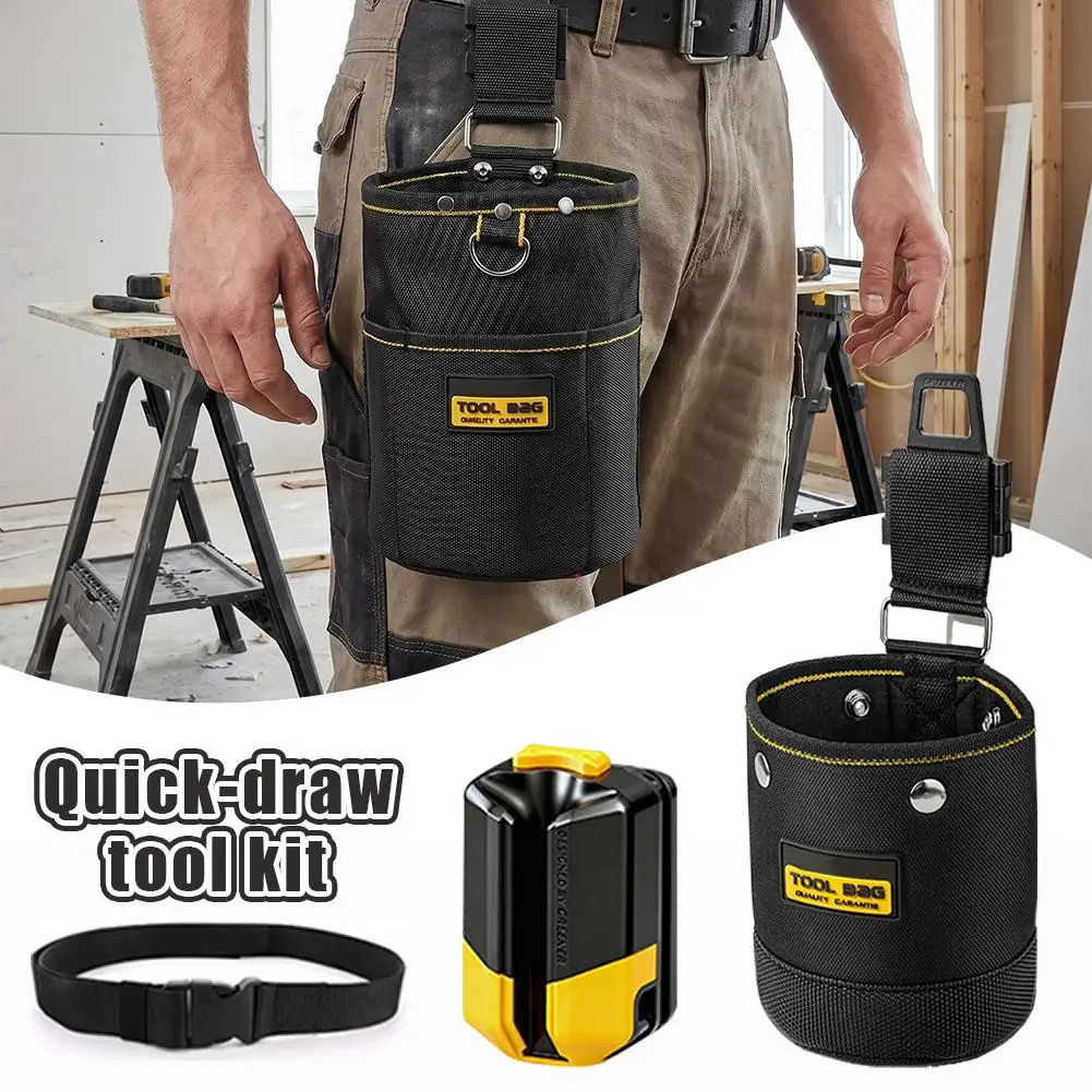 Tool Bag Pouch Rotatable Quick Hanging Nail Pocket Tool for Woodworking Electrician Mechanic 1680D Oxford Cloth Tool Bag Belt