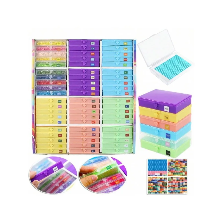 

Набор контейнеров для хранения алмазной мозаики (12/24/48/60 шт.) с крышками, 2-в-1, для алмазной вышивки