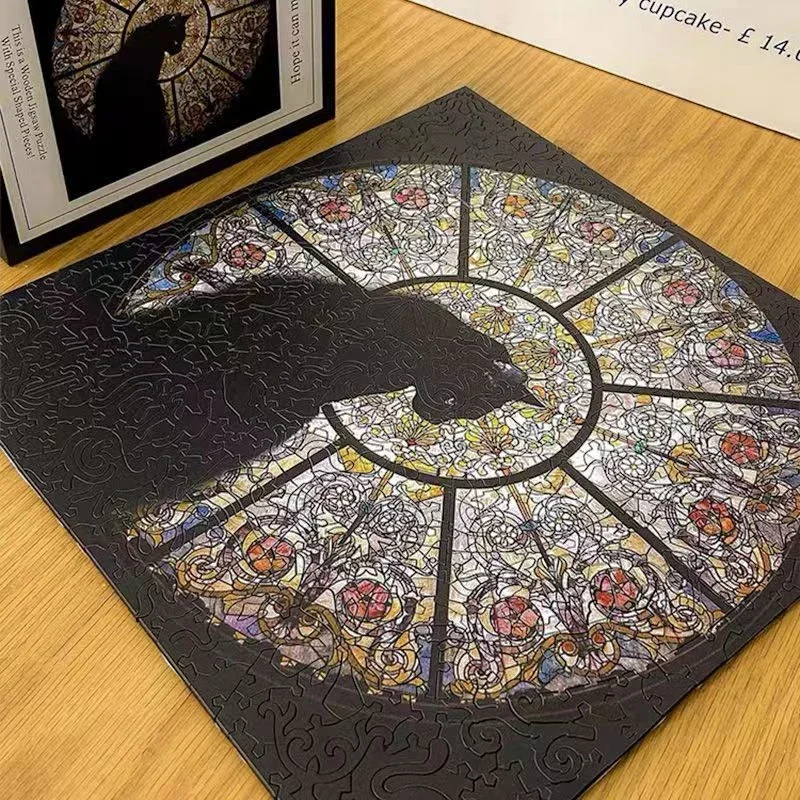 Puzzles De Animais De Madeira Para Adultos, Puzzles De Forma Irregular, Gato Preto, Decoração De Casa Mural, Jogo De Festa, Presente De Aniversário, Alta Dificuldade