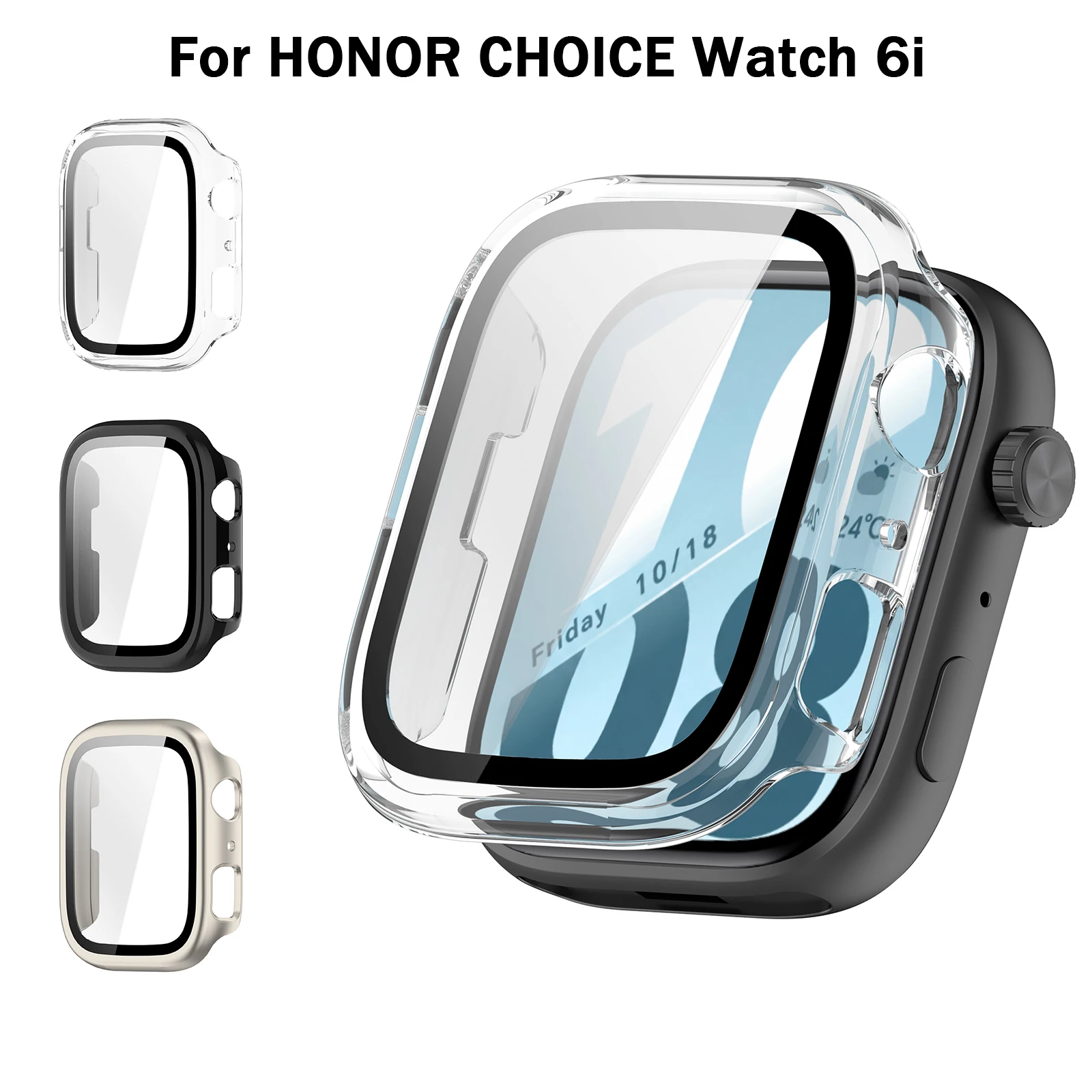 Protective Cover for Honor Choice watch 6i Hard Plastic Tempered Glass Anti-scratch Screen Protector Accessories Bumper Shell