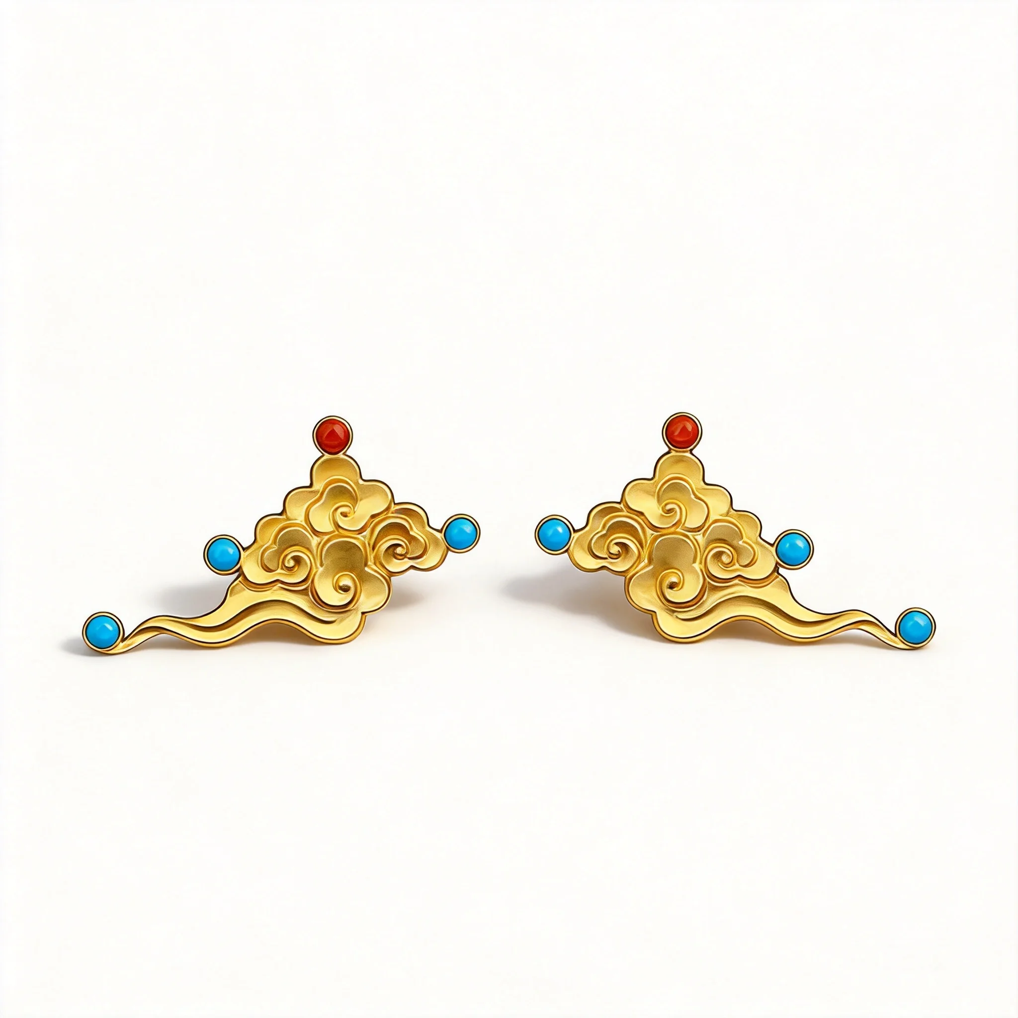 Traditional Chinese Lucky Auspicious Cloud Pattern Gold Tone Hairpin Set Vintage Tang Dynasty Hanfu Hair Accessories For Women