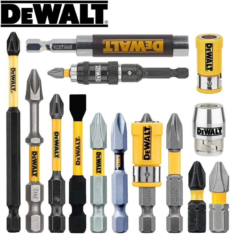 DEWALT Original PH2 SL8 brocas ranuradas cruzadas manga anillo magnético adaptador esquina 25MM-89MM herramienta manual serie de accesorios