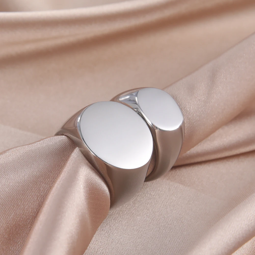 Dreamtimes Highly Polished Stainless Steel Oval Smooth Blank Signet Rings for Women Men Chunky Dome 19MM Ring anillos