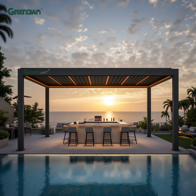 

Garden Bioclimatic Opening Roof Louver Aluminum Bracket Gazebo Arches Arbours Outdoor Pergola