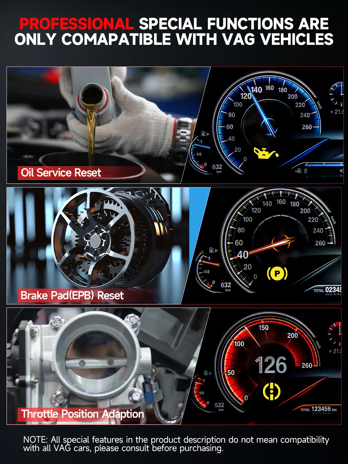 ANCEL VD500 Obd II ماسح ضوئي تشخيصي لـ V-A-G تحقق قارئ رمز ضوء المحرك النفط EPB خنق إعادة تعيين obd2 السيارات الماسح الضوئي