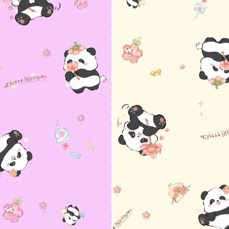 Cartoon Cute Little Panda Fabric 40 Count Cotton Children's Clothing Bag Mosquito Proof Pants Digital Printed Fabric