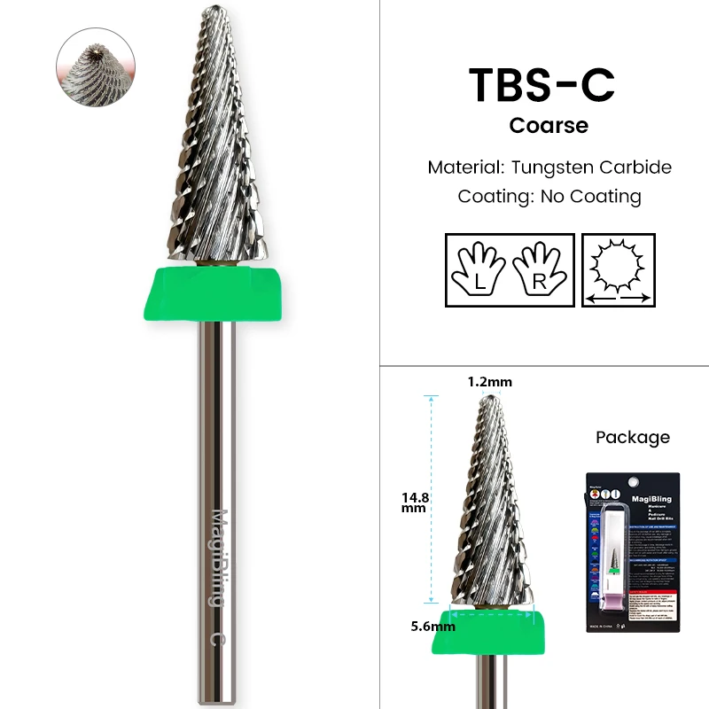 MagiBling Kreuzschnitt-Nagelbohrer mit konischer Spitze, Hartmetall, für Links- und Rechtshänder, Nagelhaut-Hartgel-Entfernung, professionelle Bits, 3/32 Zoll – Detail 9