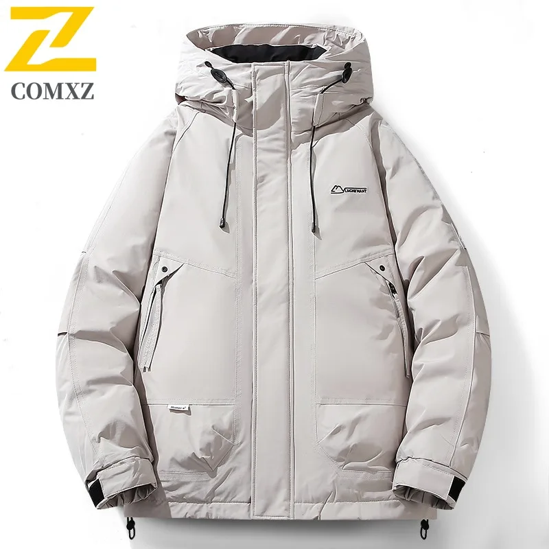 COMXZ Men Winter Jacket Comfortable 2025 Warm Thick White Duck Down Coat Snowy Cold-Resistant Travel Comfortable Puffer Jacket