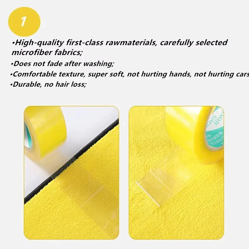Yellow Microfiber Towels, 30x30cm Super Absorbent Cleaning Cloths, for Car Wash, Glass, Home & Pet Care - Detail 1