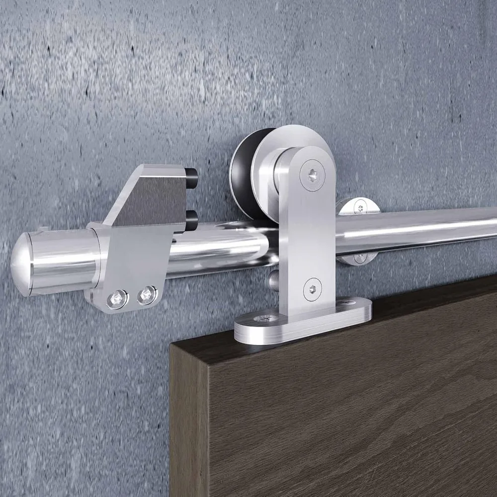 

6 FT Top Mount Stainless Steel Sliding Barn Door Hardware Track Kit,Modern,Heavy Duty,Anti-Rust,Slide Smoothly Quietly