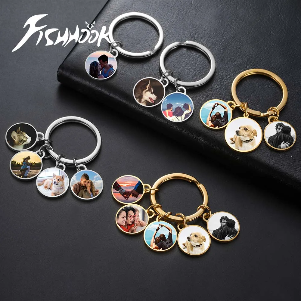 

Семейный брелок для ключей с принтом пары, персонализированный подарок на заказ для женщин и мужчин, кольцо для ключей из нержавеющей стали для мамы, папы и ребенка