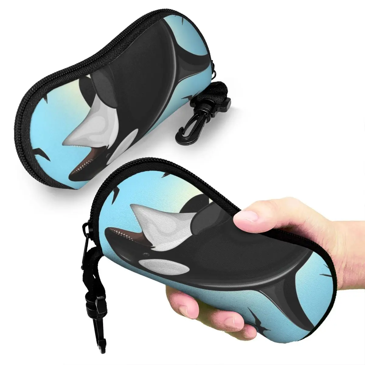 

Orca Killer Whale Jumping Out The Ocean Shell Glasses Case Portable Sunglasses Box Women Men Soft Eyeglass Bag Pouch