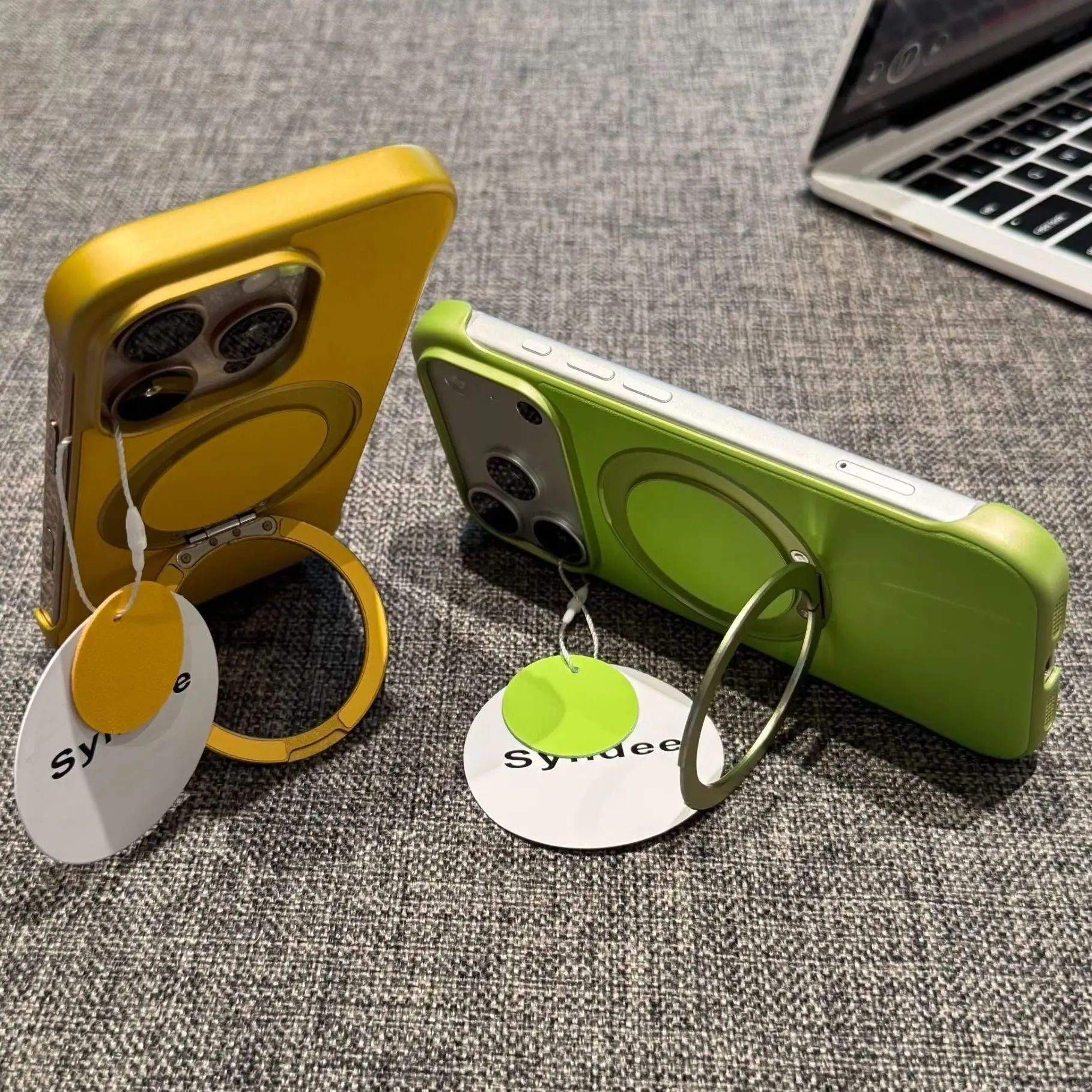 حافظة جلدية صلبة بدون إطار لهاتف آيفون 17 اير 16 15 14 بلس 13 12 11 برو ماكس 360 ° حامل حلقي معدني دوار، غطاء Magsafe #1