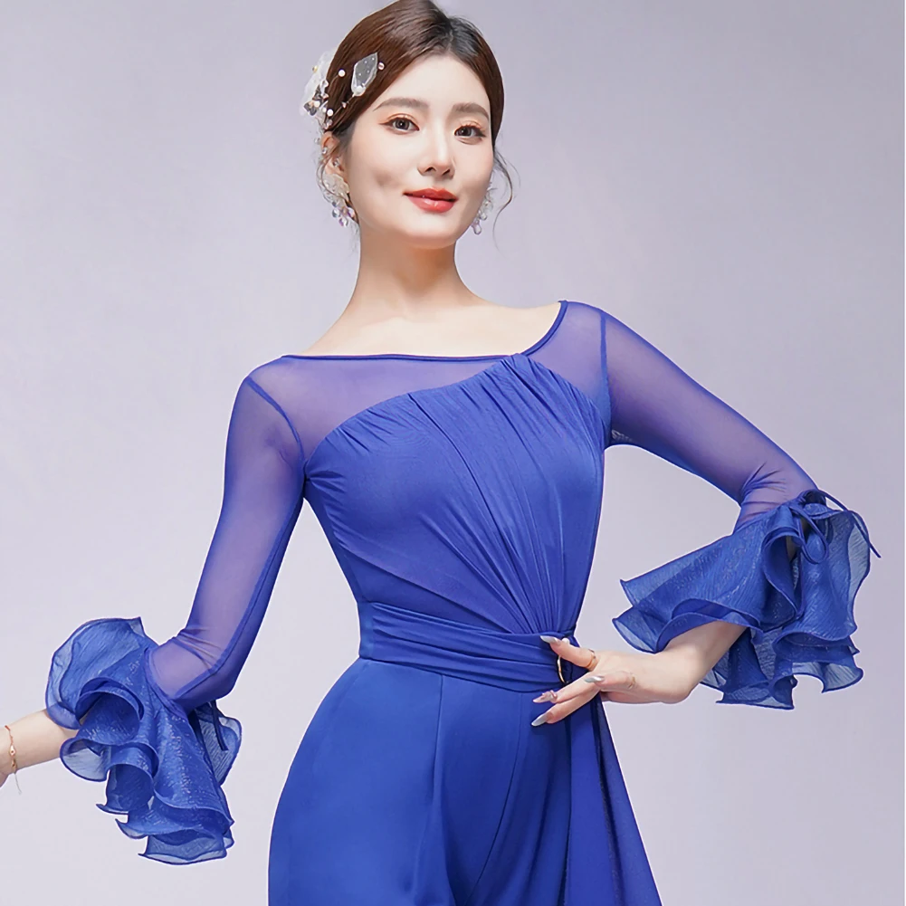 

Waltz Dance Top high quality Standard Competition Black Professional Women Ballroom Dress Practice Performance Shirt