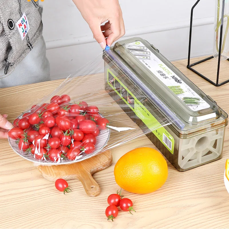 Plastic Wrap Dispenser Fixing Foil Cling Film Cutter Food Wrap Plastic Sharp Dispenser Cutter Organizer Kitchen Tool Accessories