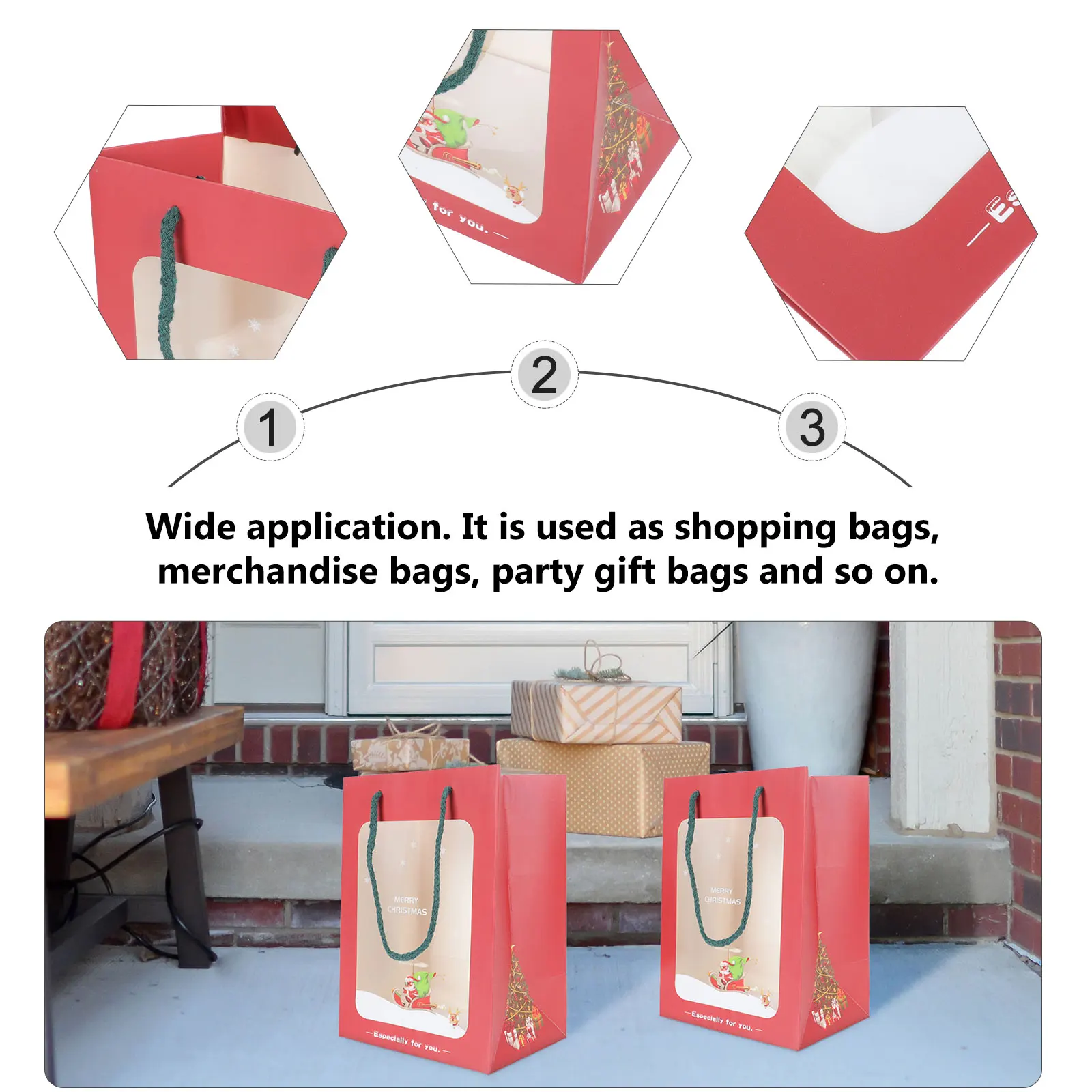 

6 PCS Packing Gift Bag Paper Xmas Portable Present Storage Pouch Christmas Gifts