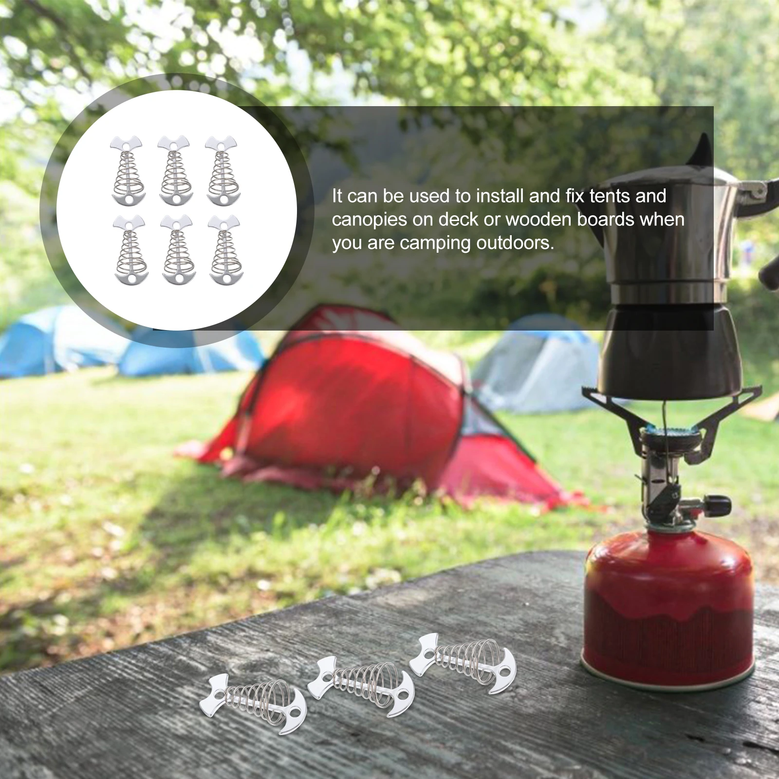 

6 Pcs Peg Tent Holder Portable Wind Rope Anchor Gazebo Pegs Silver Fishbone Hook