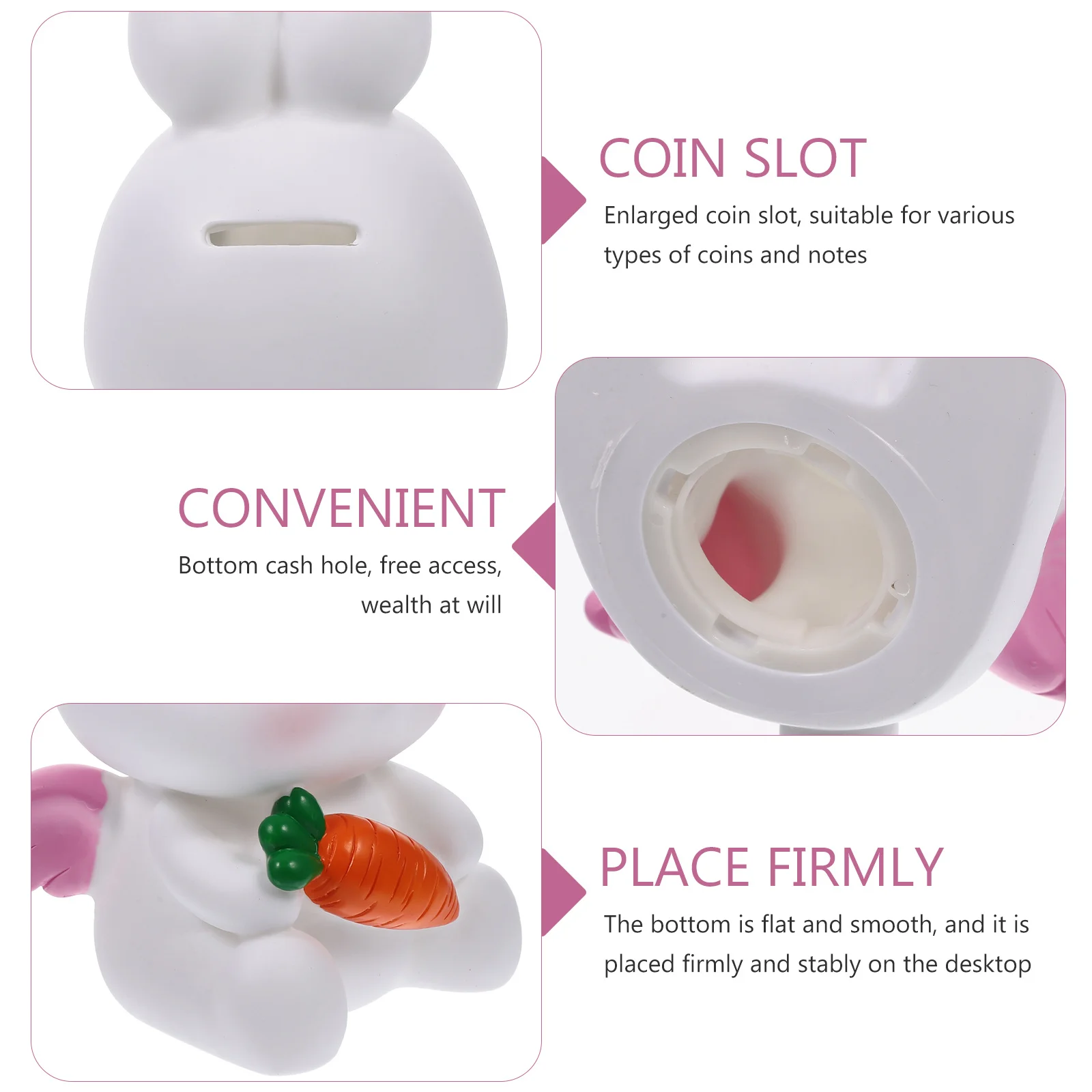 Lovely Bunny Piggy Bank for Girls Kids Coin Bank Money Saving Pot Decorative Rabbit Statue for Room Money Jar Kids Coin Jar