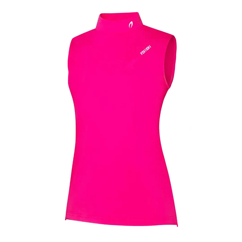

Summer New Golf Women's Outdoor Quick Drying Sweatshirt Slim fit Sleeveless T-shirt Lady Versatile Half High Collar Pullover Top