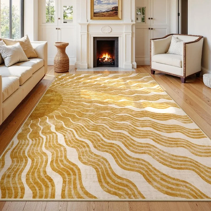 Abstract Sun Pattern Carpet Advanced Bedroom Area Rug Gentle To The Touch Non-slip Machine Washable Sofa Side Mat Tapis Ковер 러그
