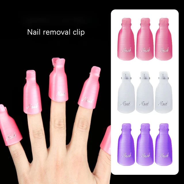 10 sztuk/worek klips do usuwania akrylu do paznokci do usuwania UV LED żel polski fioletowy różowy narzędzia do Manicure artykuły do ​​paznokci dla profesjonalistów