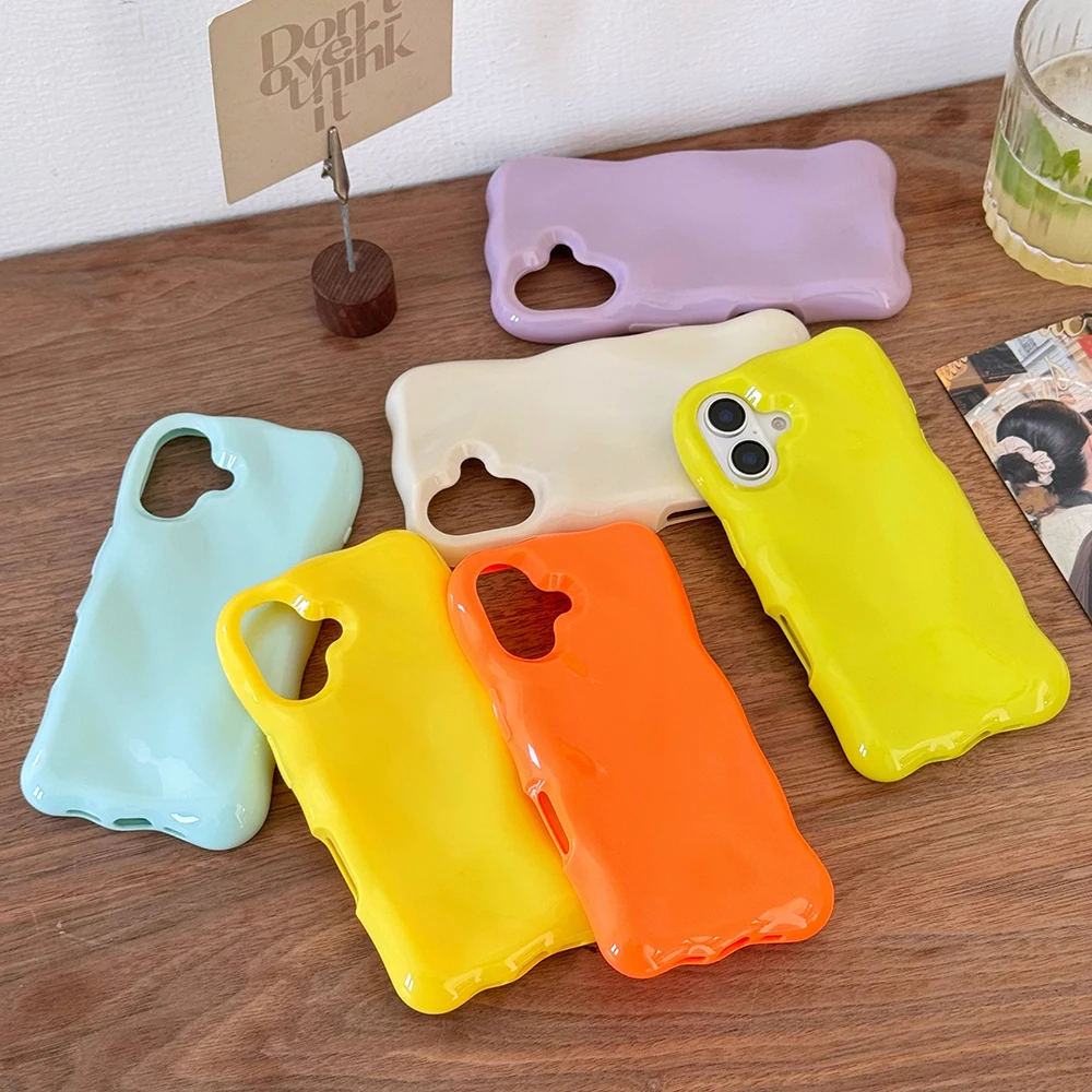 Cute 3D Candy Color Meteorite Pattern Phone Case For iPhone 16 15 14 13 12 11 Pro Max Korea Girl Soft Shockproof Cover Shell