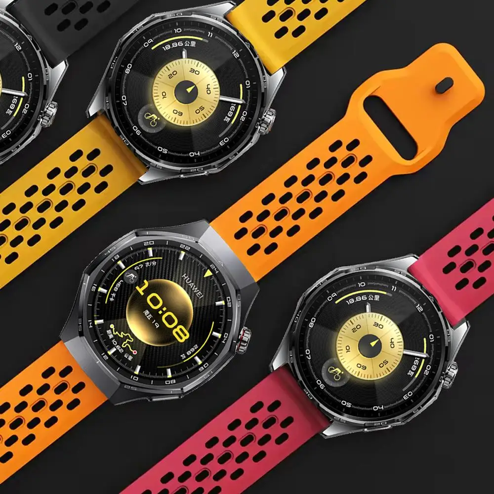 Pulseira esportiva de malha respirável de silicone para HUAWEI watch GT 6 pro 46mm Acessórios Pulseira correa gt5 gt6 gt4 22mm pulseiras de relógio