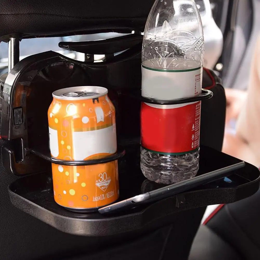 Foldable Car Backseat Organizer Meal Tray Portable Food Drink Cup Holder Dining Desk Storage Box Automobile Interior Accessor