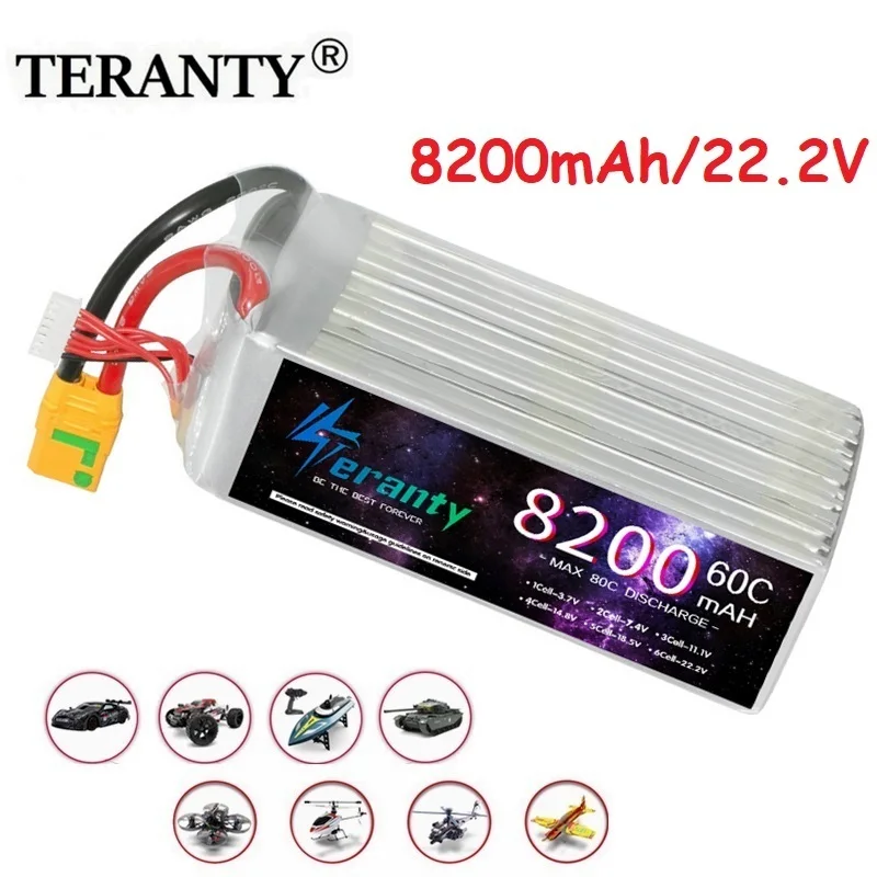 TERANTY 22.2V 6S Lipo Battery 8200mAh 60C with DEANS T  XT90S EC8 Plug for RC Car Boat RC Helicopter Airplane Truck Truggy