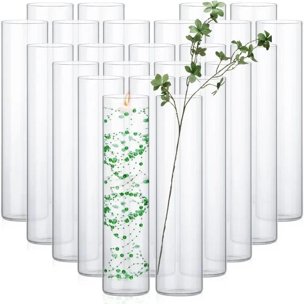 

#For Flower Vase 24 Pcs Glass Cylinder Vases Bulk Hurricane Candle Holder Floating Candle Holders Clear Glass Table Vases Home D