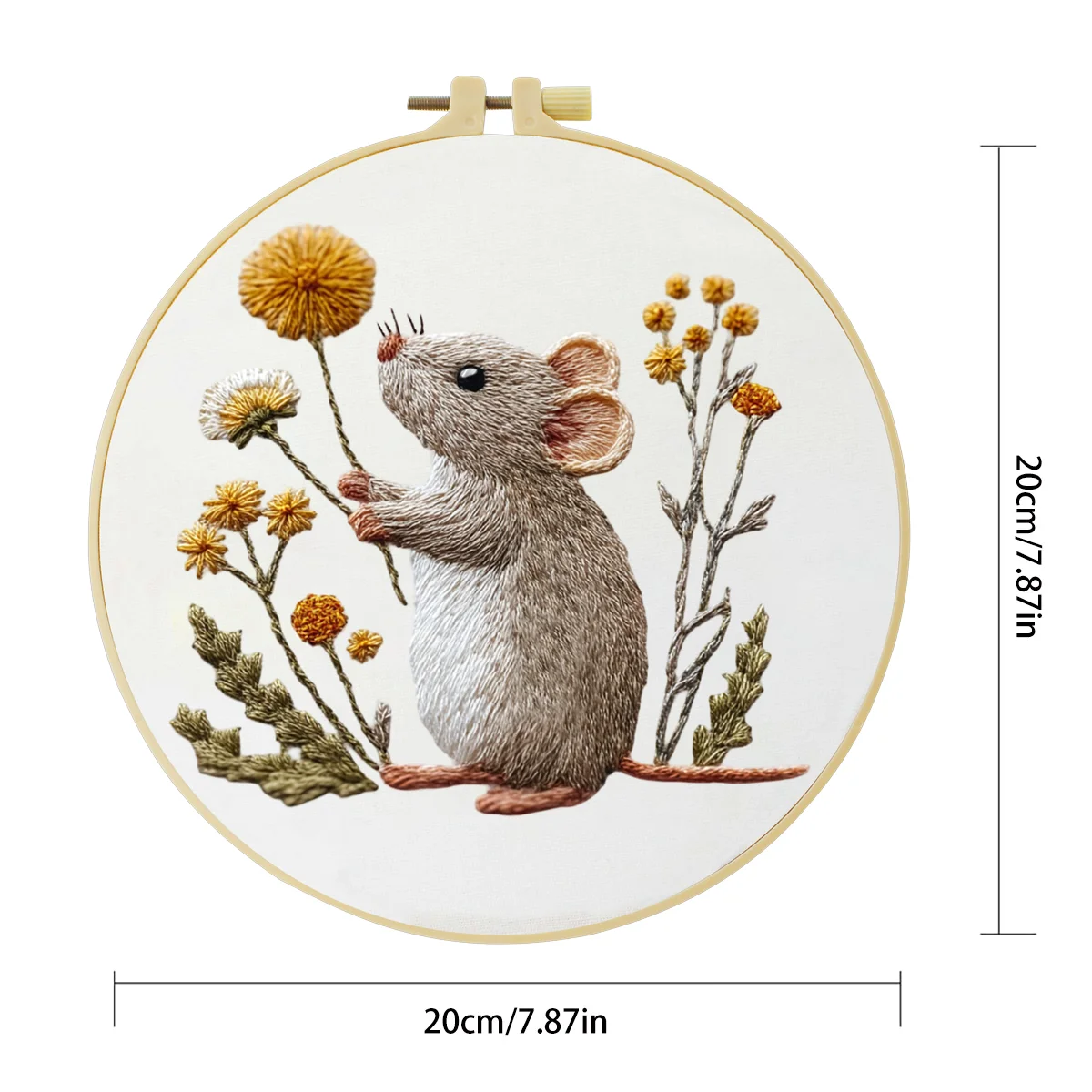 1 Stück 20X20CM/15X15CM 7,87/6,3 Zoll Maus-Stickerei-Starter-Kit DIY-Kit DIY-Stickerei-Set Handarbeiten Heimdekoration Nähkunst – Detail 3