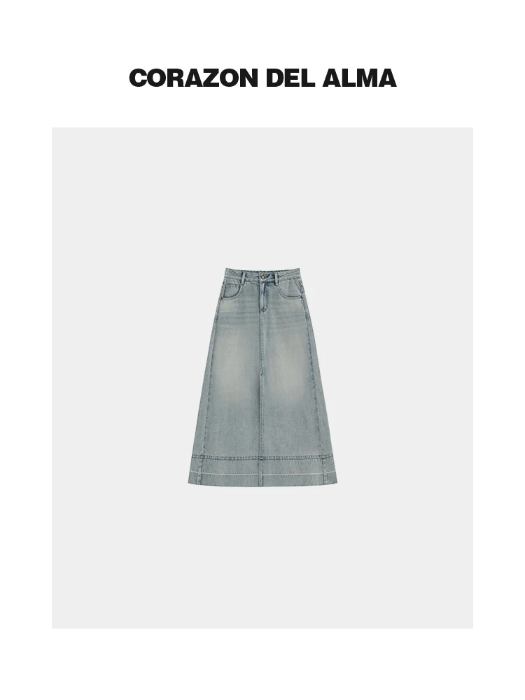 

Винтажная джинсовая юбка с высокой талией, асимметричным подолом, повседневная, женская, весенняя коллекция