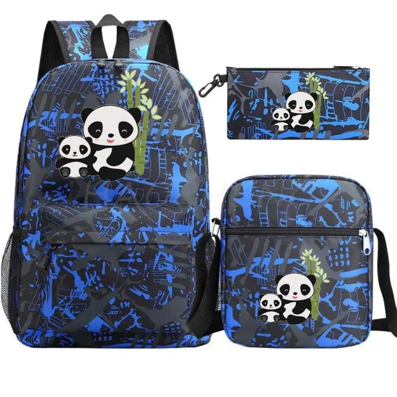 

Hot Cute Big Panda School Bags 3pcs Set Backpack Students Cartoon Printed Backpacks for Girls and Boys Bookbag Travel Bag