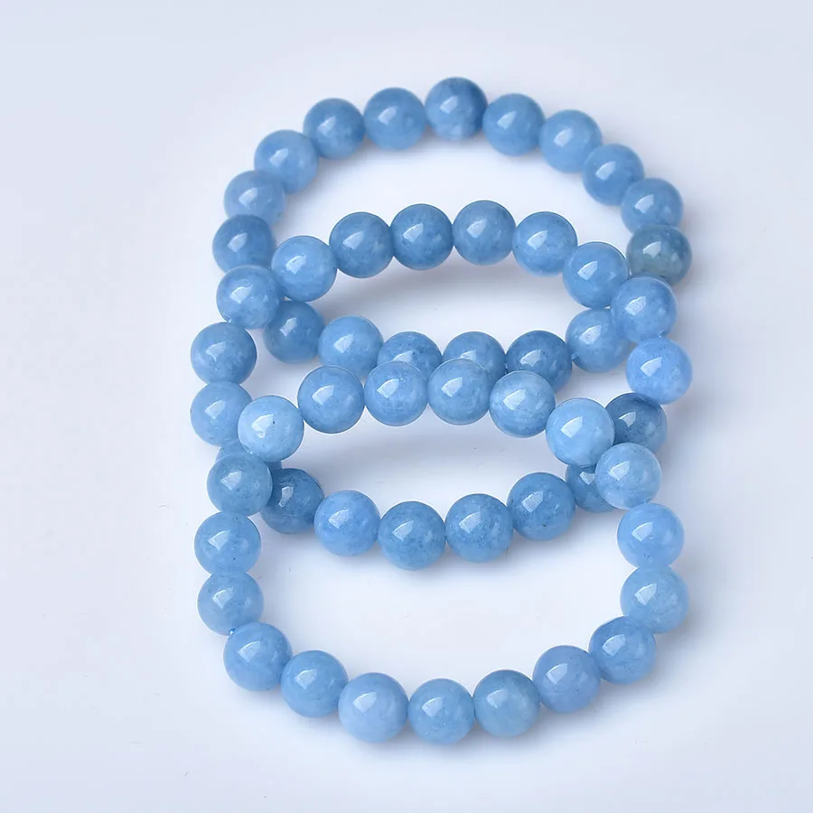 1PC Natural Kyanite bracelet Healing Stone Beads 10mm Hand String Women Crystal Bracelet Jade Hand String DIY Gift