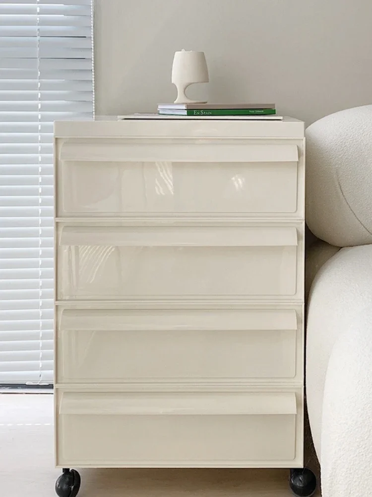 Plastic Storage Cabinet Removable Bedside Table Storage Side Cabinet Simple Bedroom Drawer-Style Cabinet
