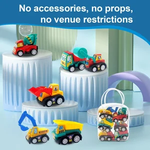 Mini Inertial Pull Back Engineering Car, Plastic Fricion Vehicle, Truck Model Toy for Children, Boy and Girl Birthday Gift, 1 Bag, 6 Pcs 8 Main Sales Miniature Truck - №1