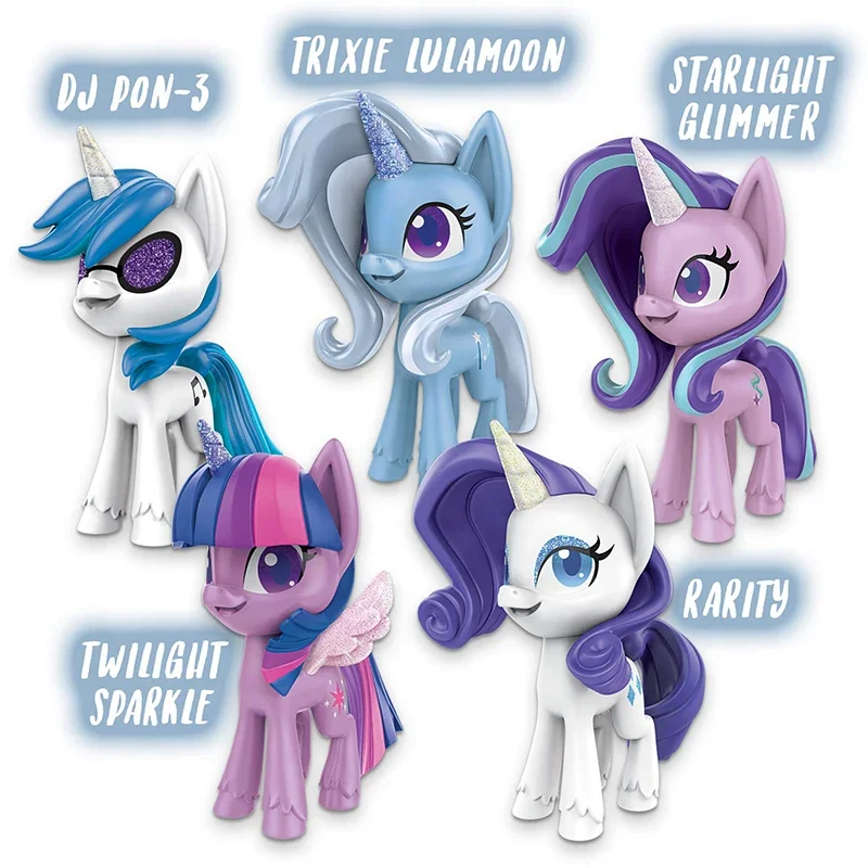 My Little Pony Unicorn Sparkle Collection 5 Pack Toy Pony 3 inch Figures with Glittery Unicorn Horns and 12 Surprise Accessories