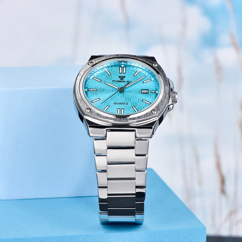 Mens Watch 2024 NEW Calendar Luminous Quartz Watches for Man Alloy Case Steel Strap Relógios Masculinos TB5052