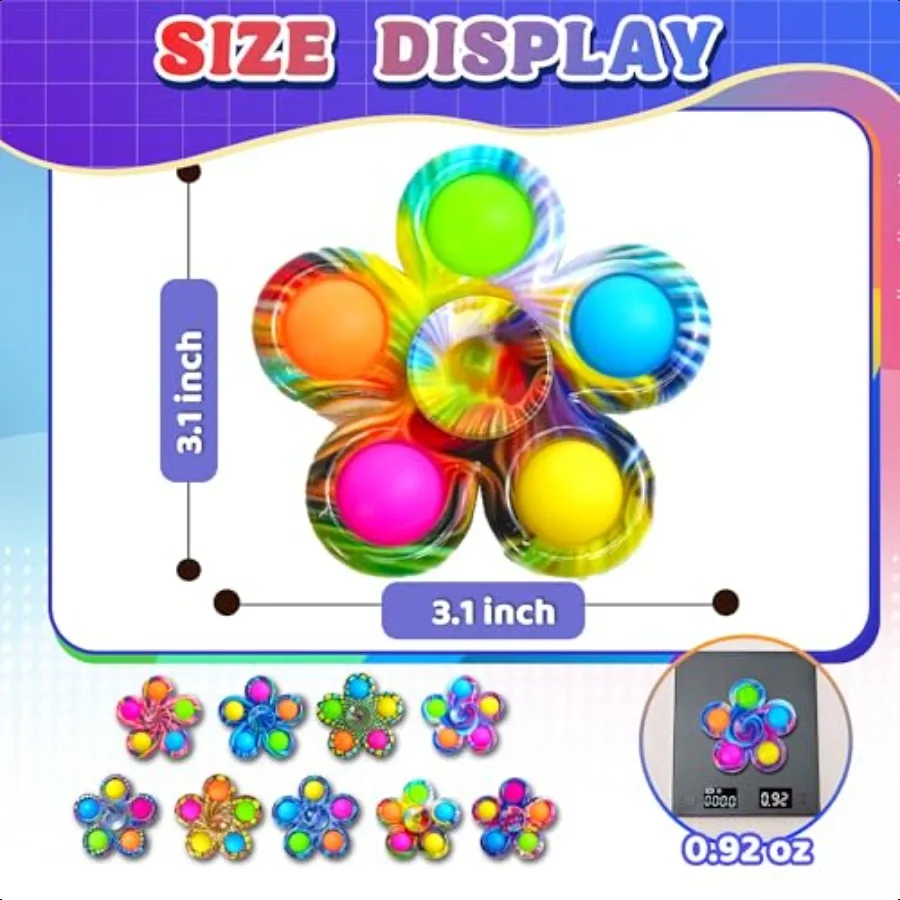 9 pezzi di giocattoli Fidget Spinner sfusi per la scatola del tesoro in classe, premi per calze, regalo di compleanno, bomboniere pop, attività di viaggio