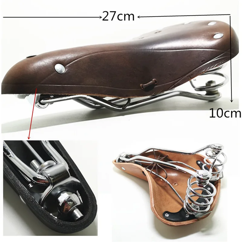 Multi Style Retro-Rindsleder-Fahrradsattel, bequem, erste Schicht Rindsleder, rein handgefertigt, Fahrradteile, G98 – Detail 39