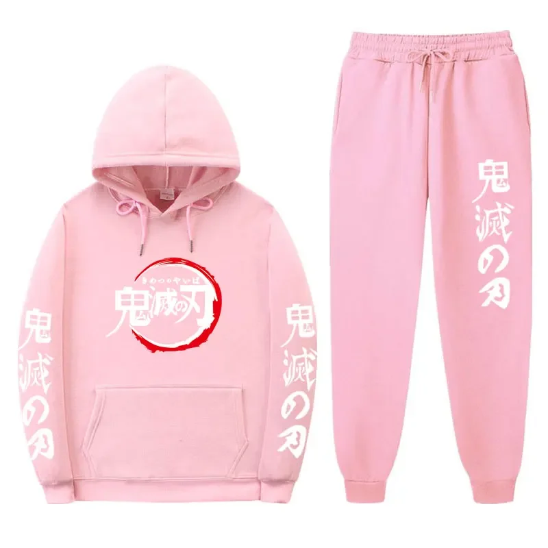 Demon Slayer Anime Autumn Winter Fashion New Men’s Hoodies + Pants Two-Piece sportswear hoodie Harajuku Casual Jogging