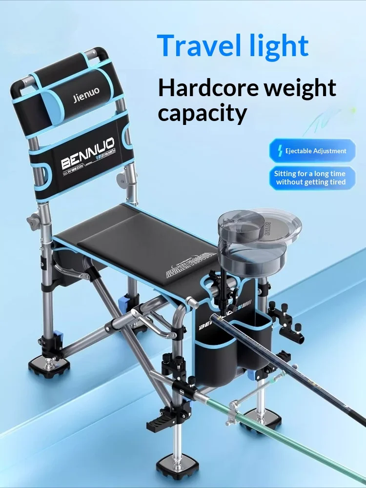 

Outdoor Portable Folding Fishing Chair Lightweight Aluminum Frame Adjustable Height Breathable Seat Rod Holder Storage Bag