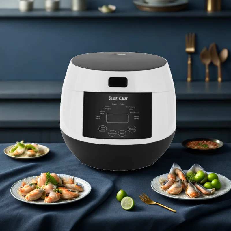

In Stock Silver Crest 5L 6L Automatic Smart Digital Touch LCD Multi Non-Stick Silver Crest Home Electric Digital Rice Cooker